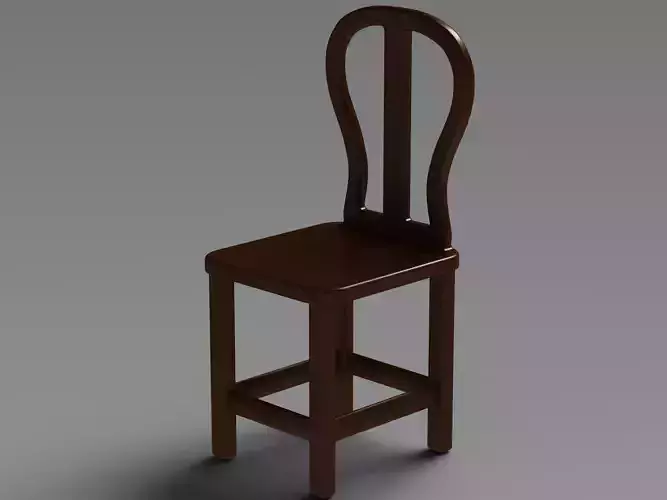 Teak Classic Backrest Dining Chair 3D model