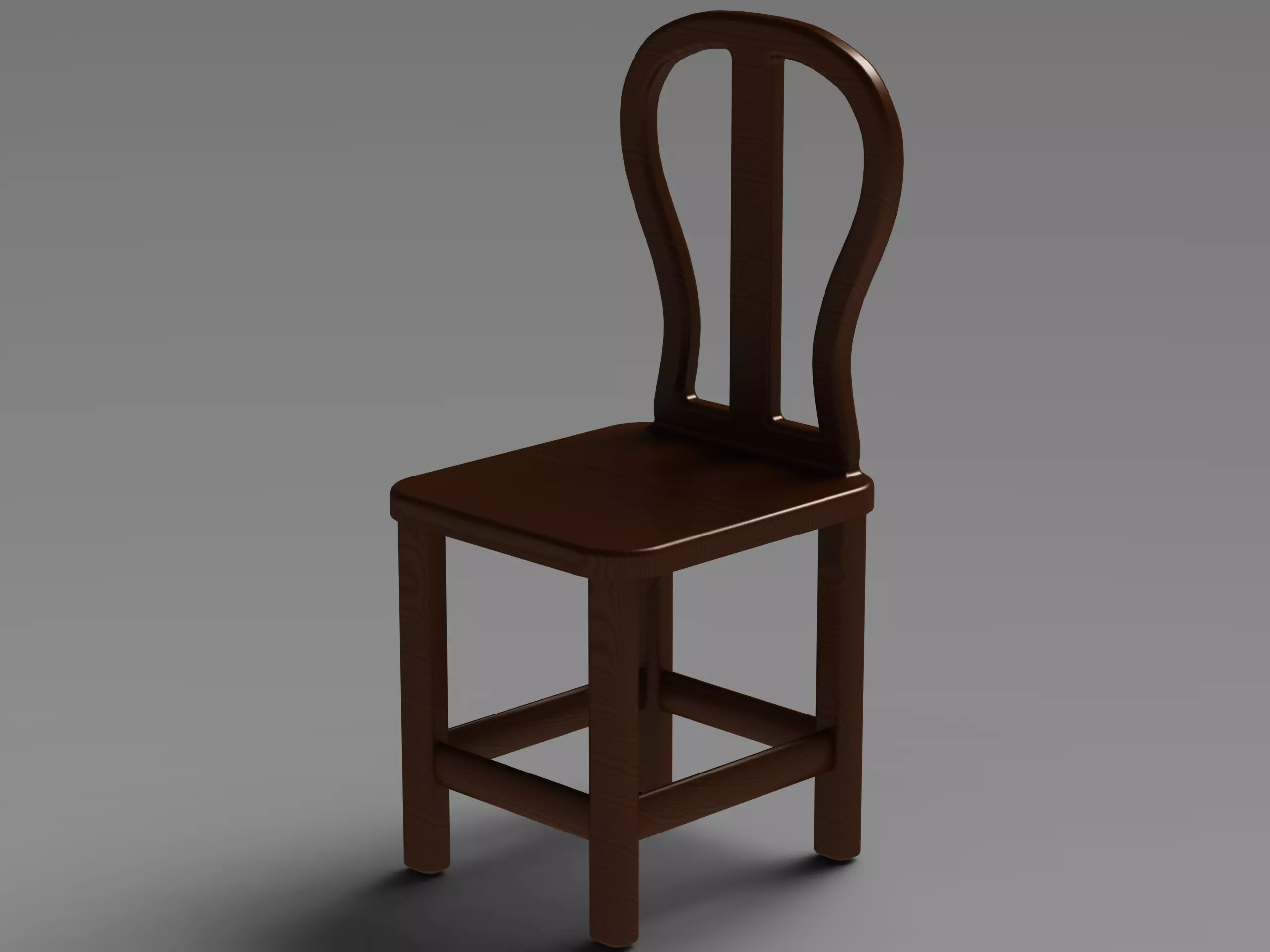 Teak Classic Backrest Dining Chair 3D model_0