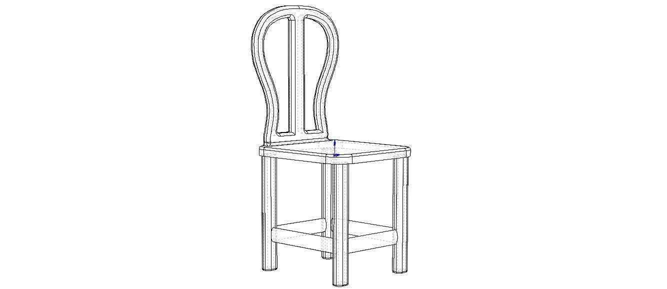 Teak Classic Backrest Dining Chair 3D model_26