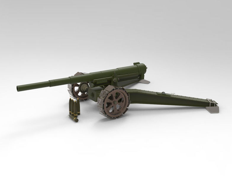 Animetrd Lowpoly Game Ready French 15-mm World war 2 Cannon Low-poly 3D model_12