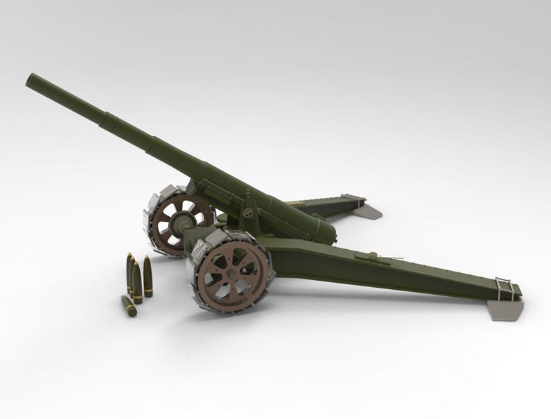 Animetrd Lowpoly Game Ready French 15-mm World war 2 Cannon Low-poly 3D model_1