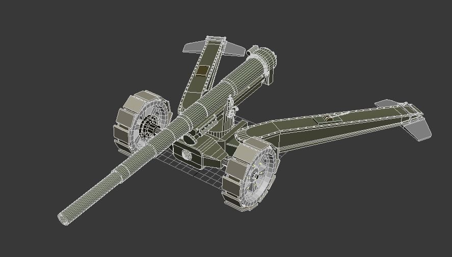 Animetrd Lowpoly Game Ready French 15-mm World war 2 Cannon Low-poly 3D model_22