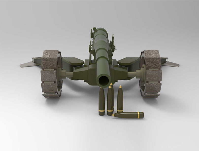 Animetrd Lowpoly Game Ready French 15-mm World war 2 Cannon Low-poly 3D model_14