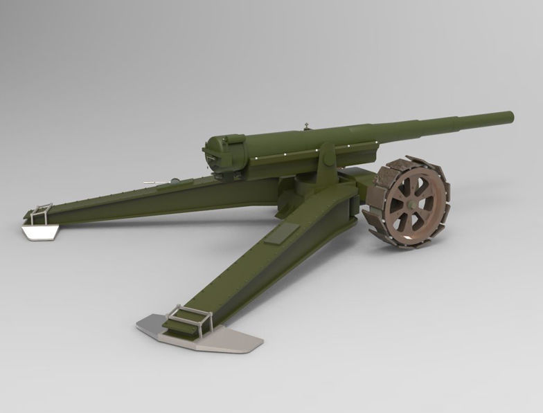 Animetrd Lowpoly Game Ready French 15-mm World war 2 Cannon Low-poly 3D model_16