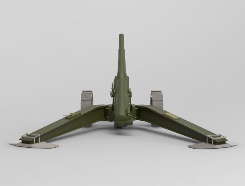 Animetrd Lowpoly Game Ready French 15-mm World war 2 Cannon Low-poly 3D model_7