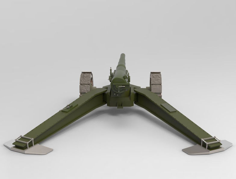 Animetrd Lowpoly Game Ready French 15-mm World war 2 Cannon Low-poly 3D model_18