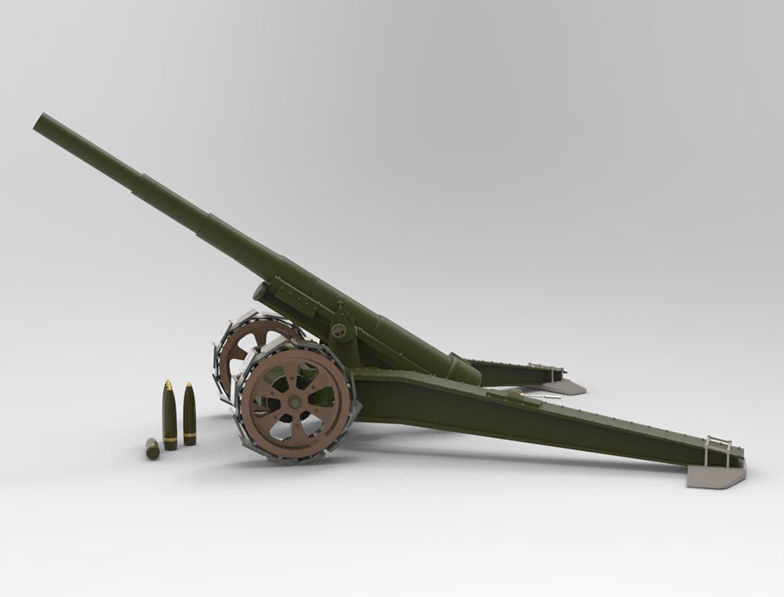 Animetrd Lowpoly Game Ready French 15-mm World war 2 Cannon Low-poly 3D model_6