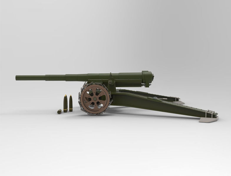 Animetrd Lowpoly Game Ready French 15-mm World war 2 Cannon Low-poly 3D model_13