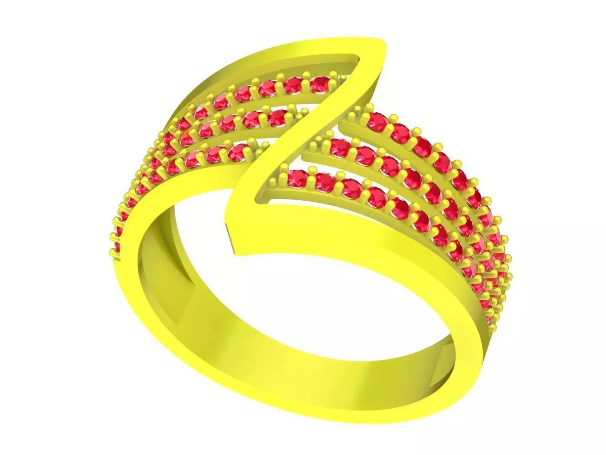Modern Ruby Pave Band Ring for Women 5760 3D print model