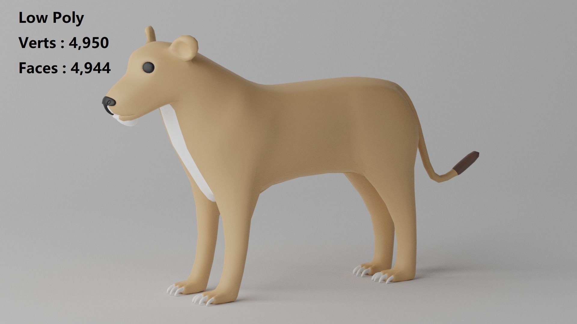 Cartoon Cute Lioness 3D model_8