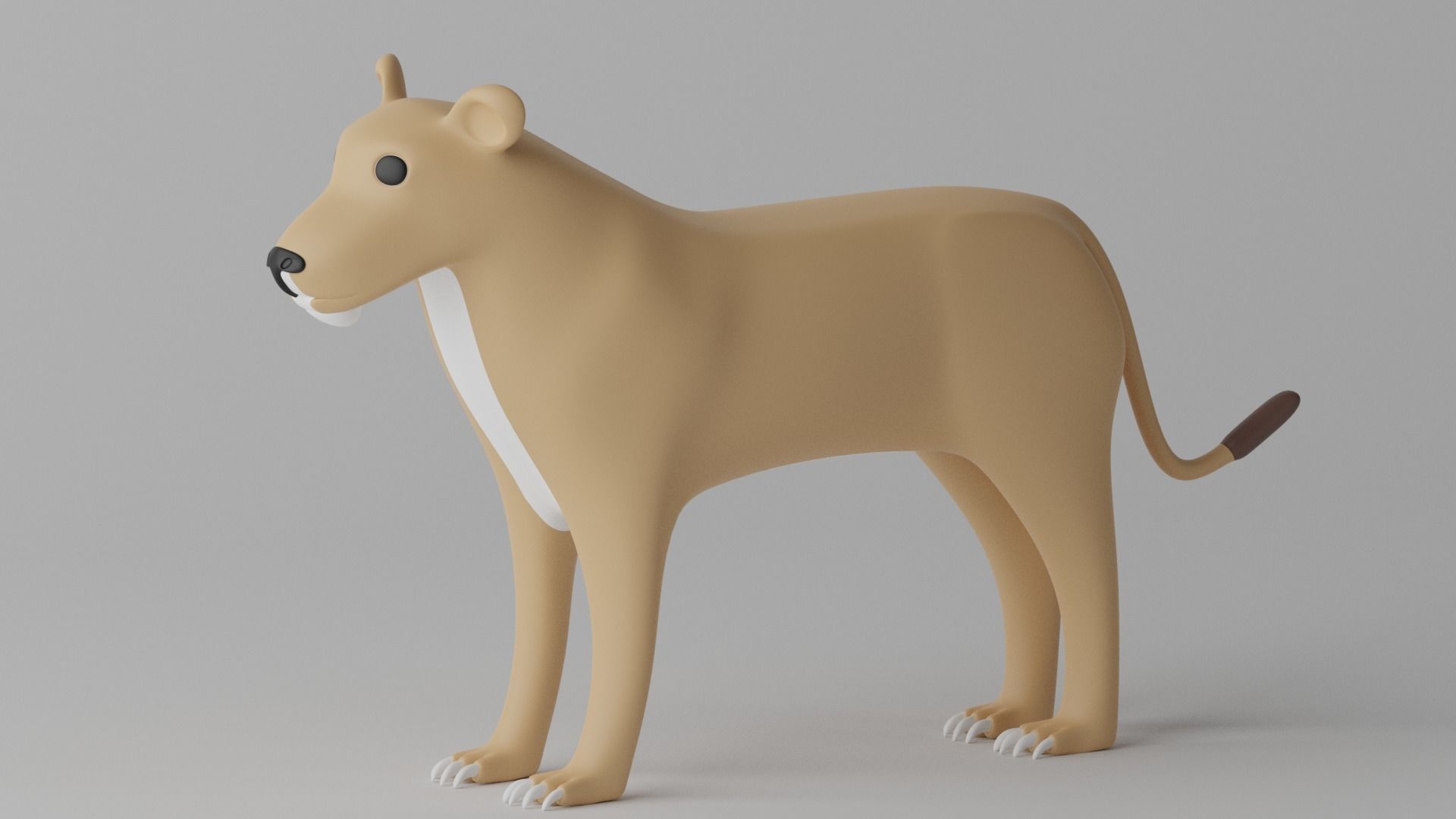 Cartoon Cute Lioness 3D model_16