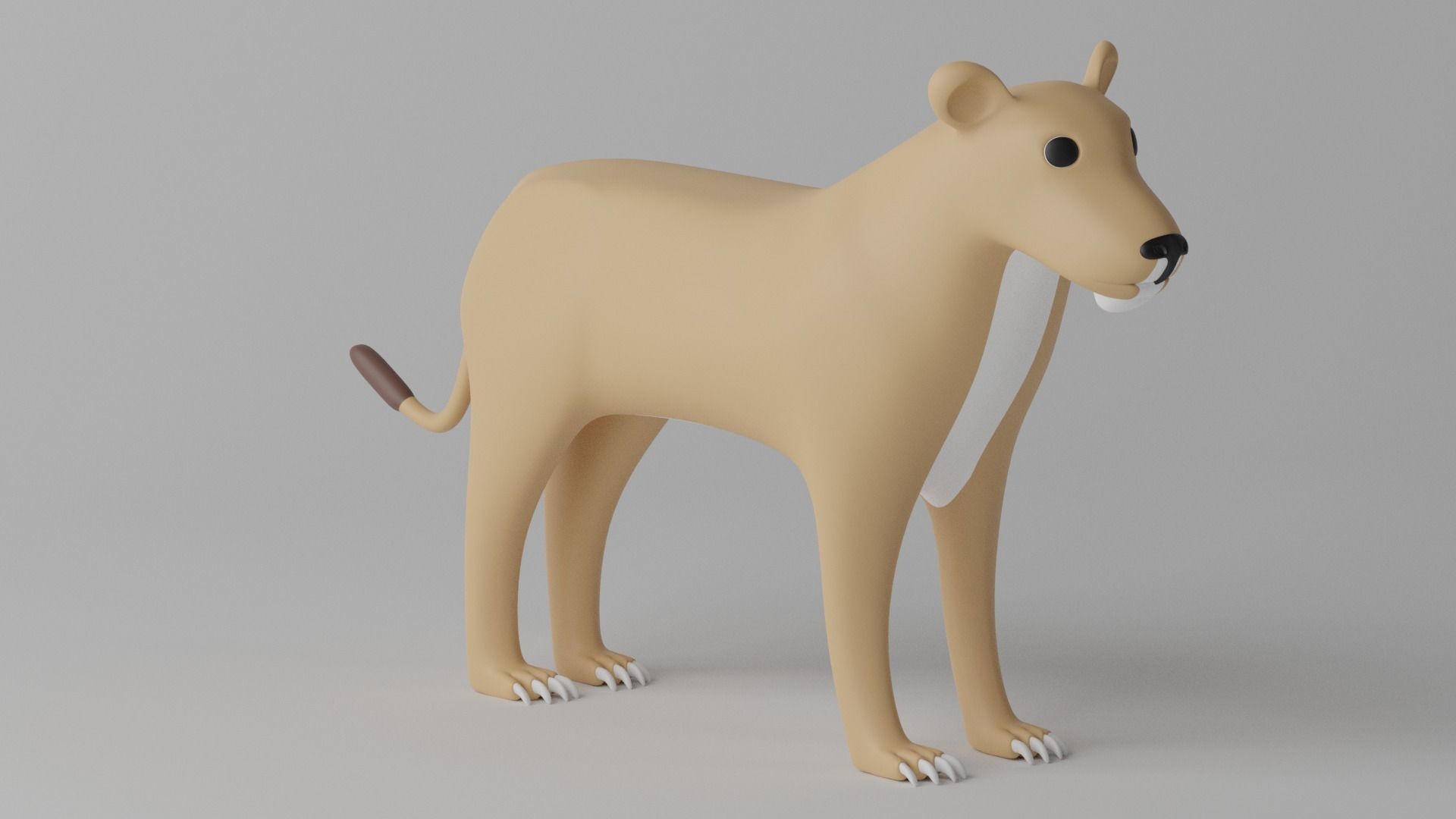 Cartoon Cute Lioness 3D model_5