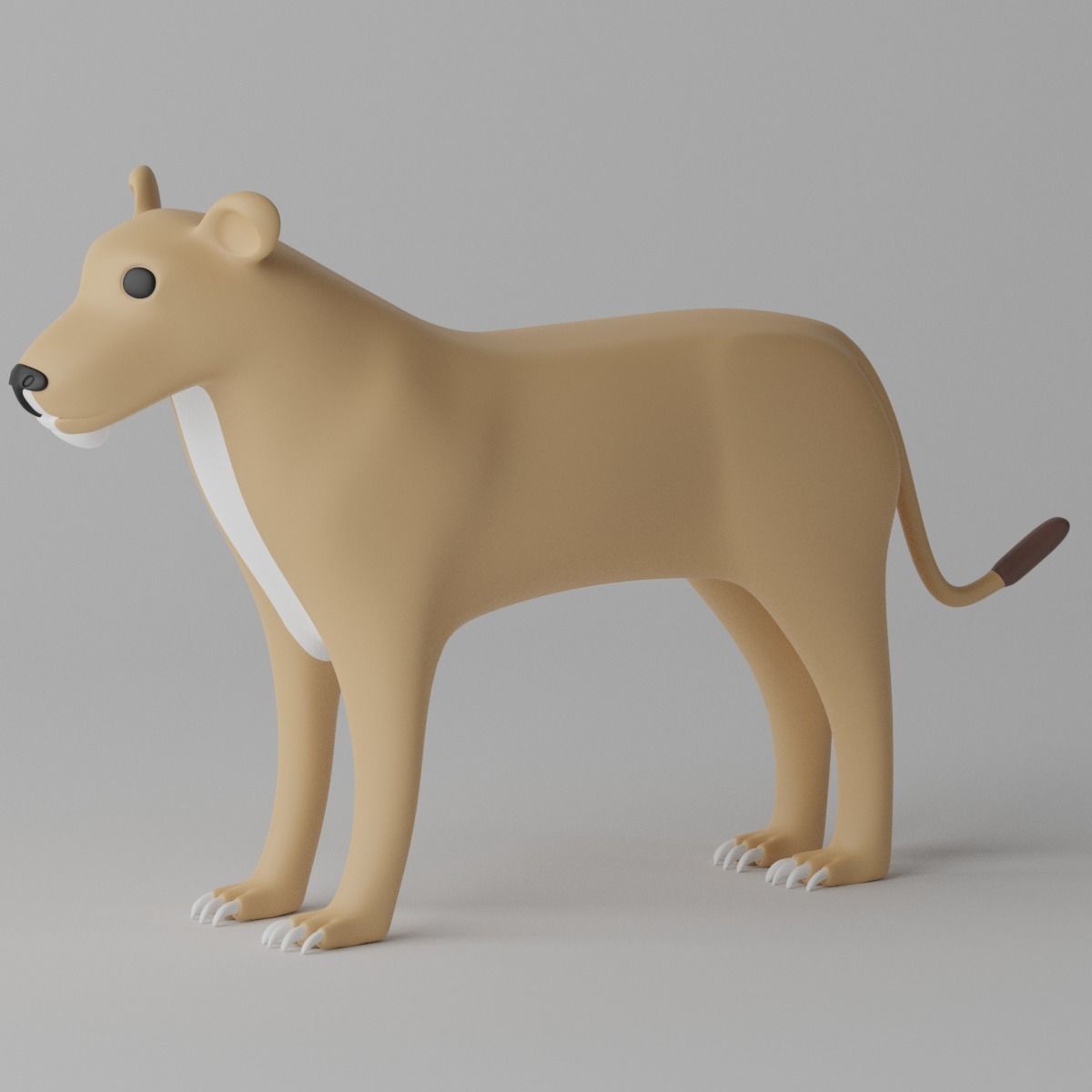 Cartoon Cute Lioness 3D model_17