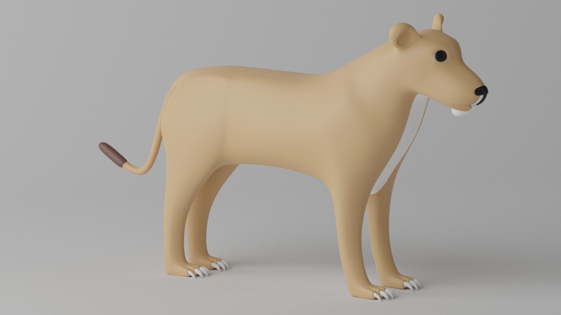 Cartoon Cute Lioness 3D model_2