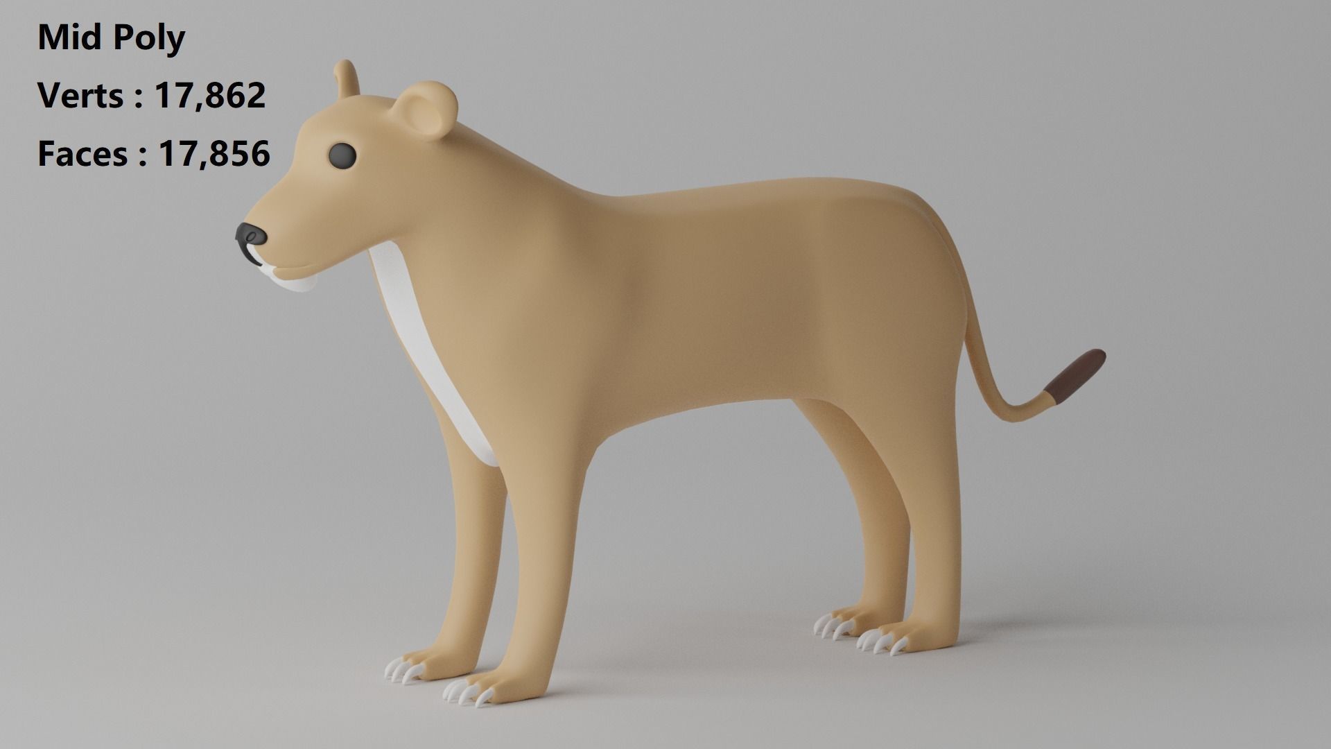 Cartoon Cute Lioness 3D model_7