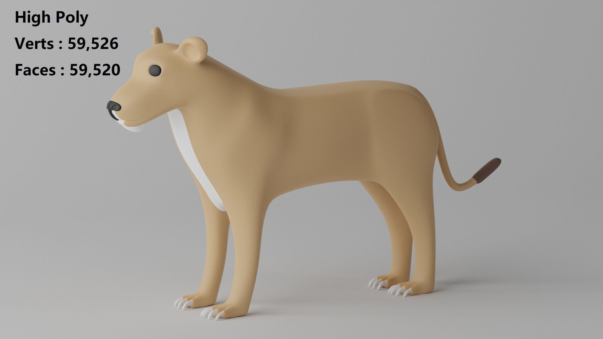 Cartoon Cute Lioness 3D model_6
