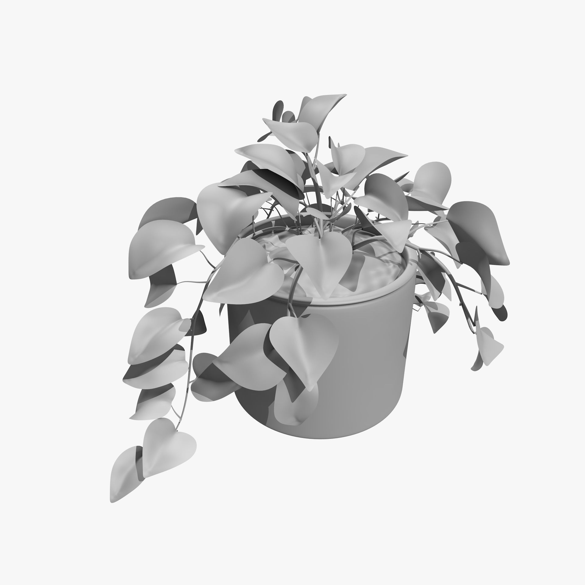 Interior Plants Aloe Vera Pothos Money Plant Pot Low-poly 3D model_4
