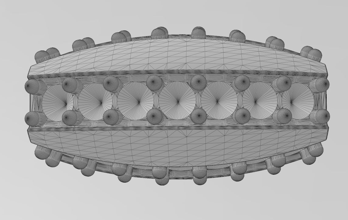 Oval 5 row diamond bead and bracelet charm 3D print model_12