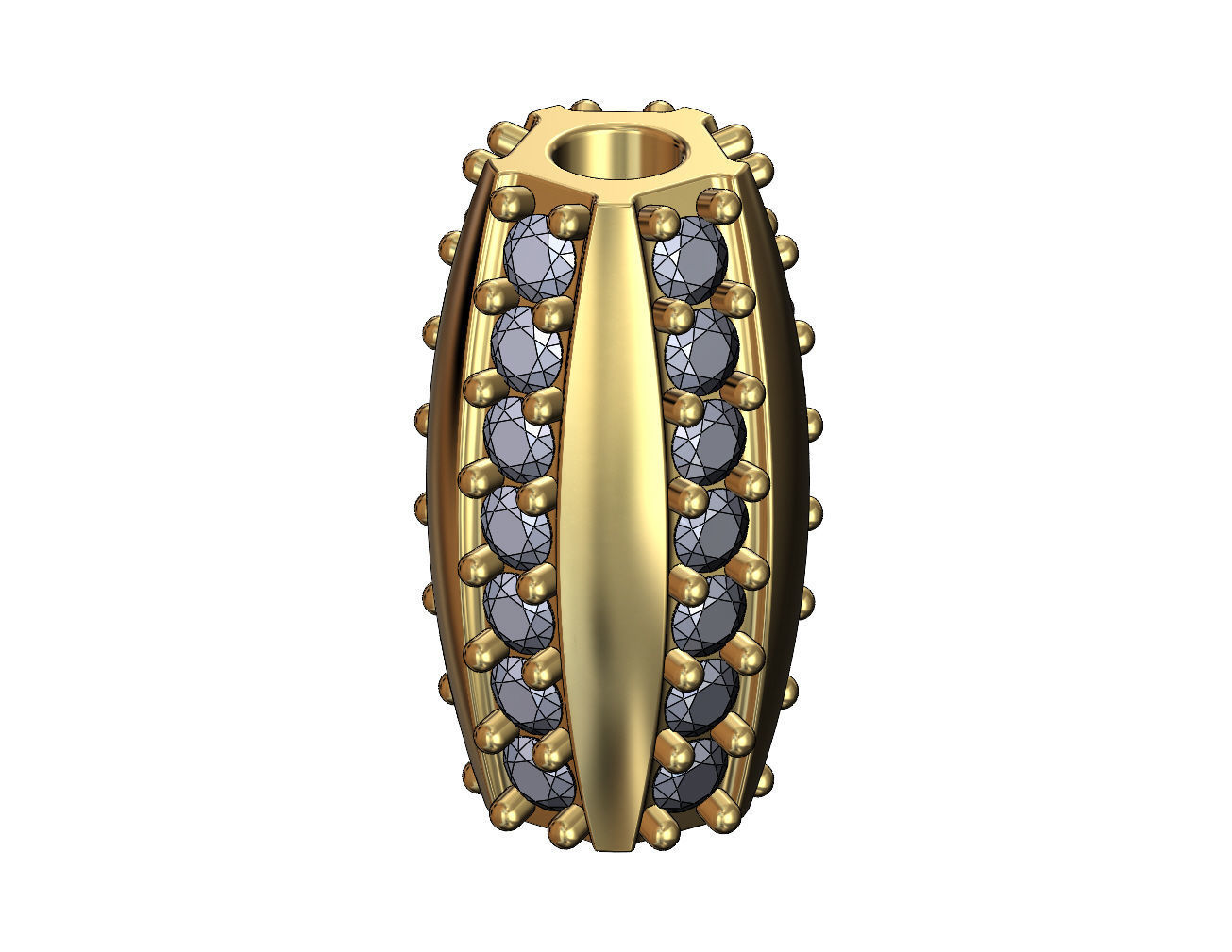 Oval 5 row diamond bead and bracelet charm 3D print model_7