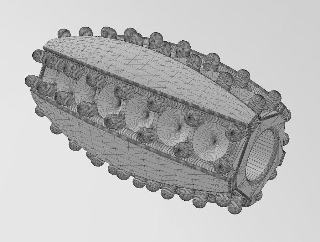 Oval 5 row diamond bead and bracelet charm 3D print model_11