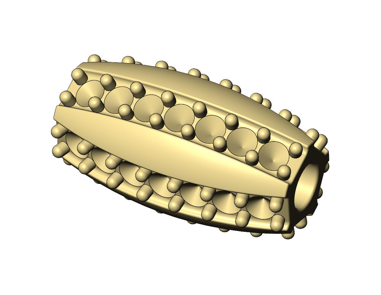 Oval 5 row diamond bead and bracelet charm 3D print model_4