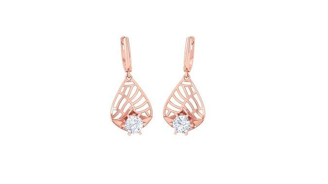 Women solitaire mesh earrings 3dm stl obj gltf mtl 3mf glb 3D print model