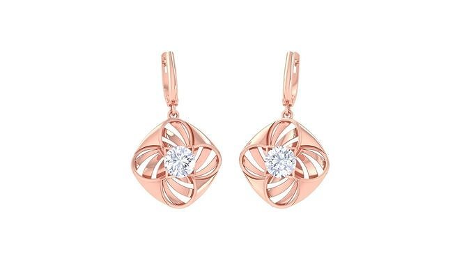 Women solitaire mesh earrings 3dm stl obj gltf mtl 3mf glb 3D print model