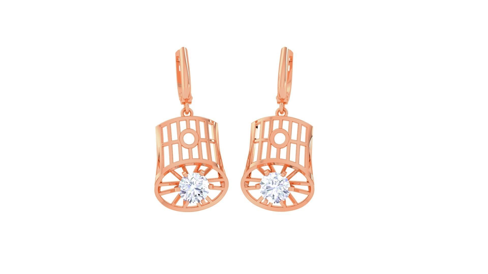 Women solitaire mesh earrings 3dm stl obj gltf mtl 3mf glb 3D print model_10