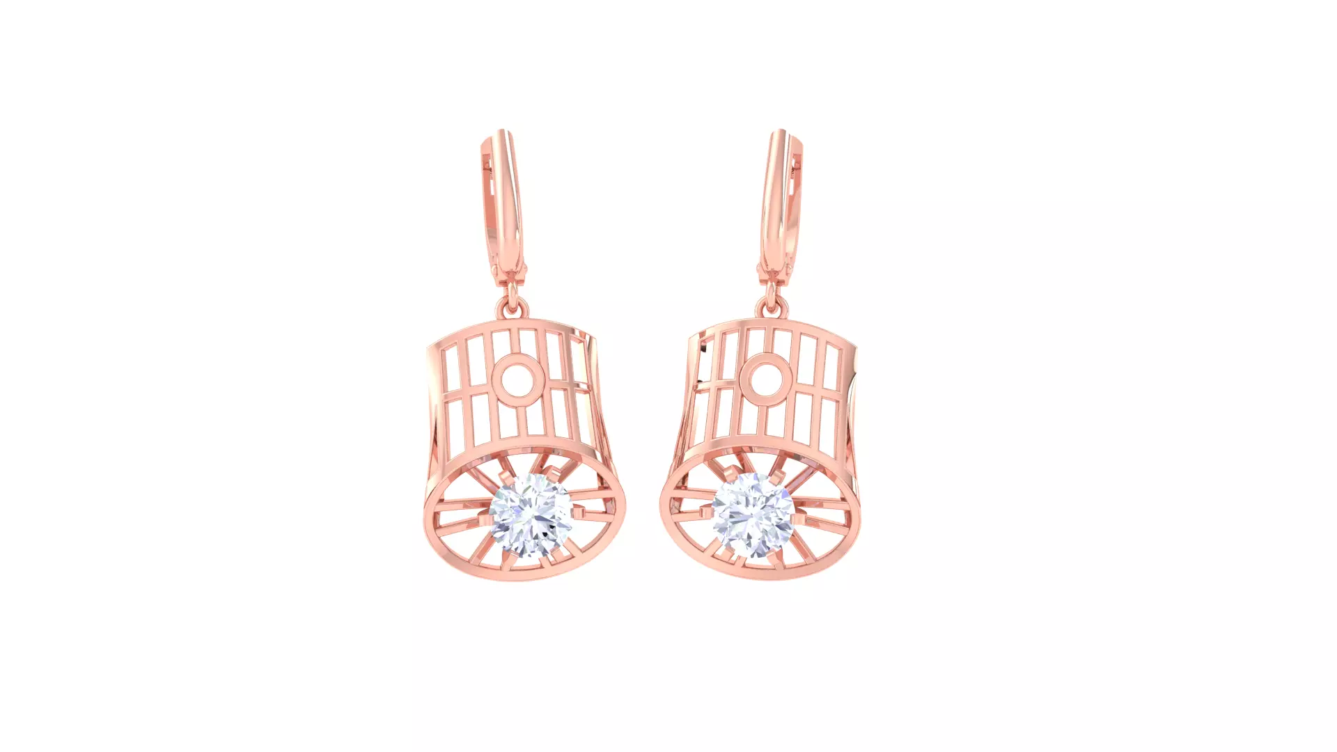 Women solitaire mesh earrings 3dm stl obj gltf mtl 3mf glb 3D print model_0