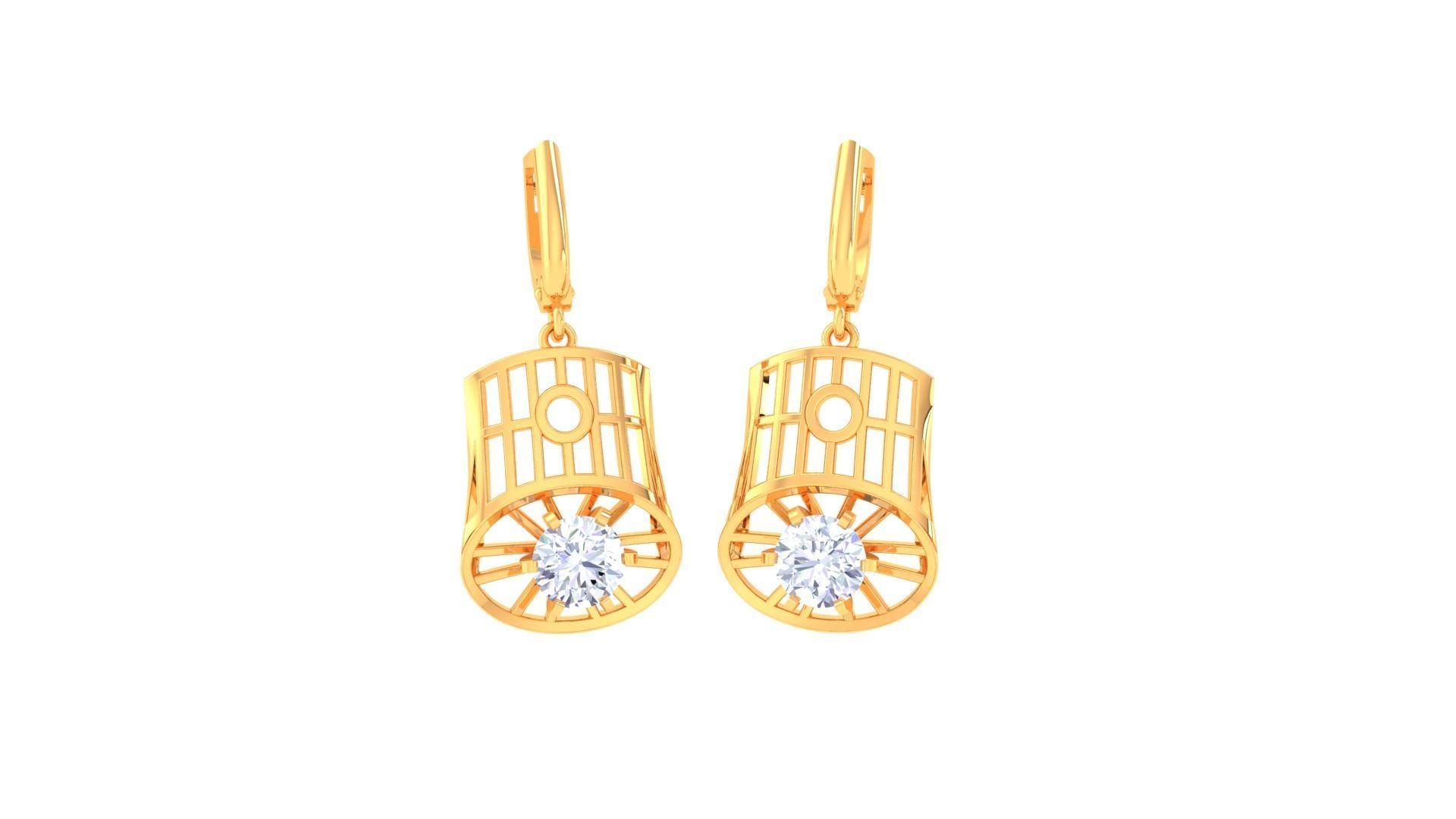 Women solitaire mesh earrings 3dm stl obj gltf mtl 3mf glb 3D print model_13