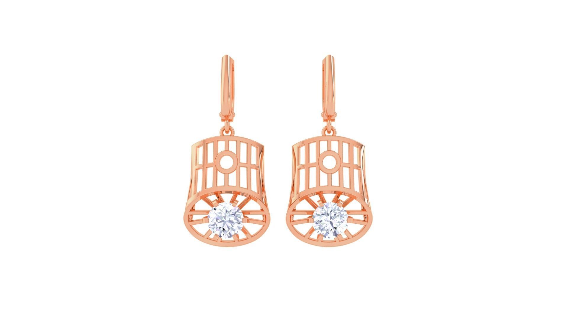 Women solitaire mesh earrings 3dm stl obj gltf mtl 3mf glb 3D print model_16