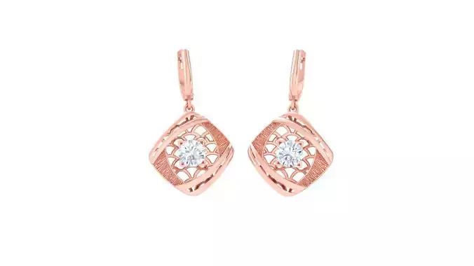 Women solitaire mesh earrings 3dm stl obj gltf mtl 3mf glb