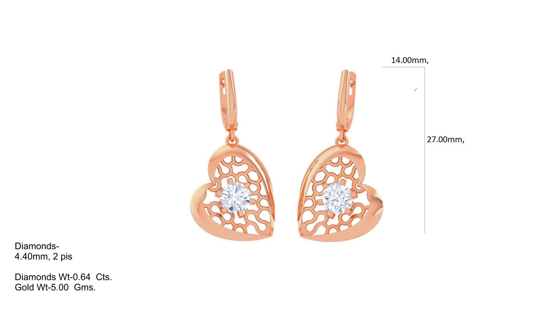 Women solitaire mesh earrings 3dm stl obj gltf mtl 3mf glb 3D print model_8