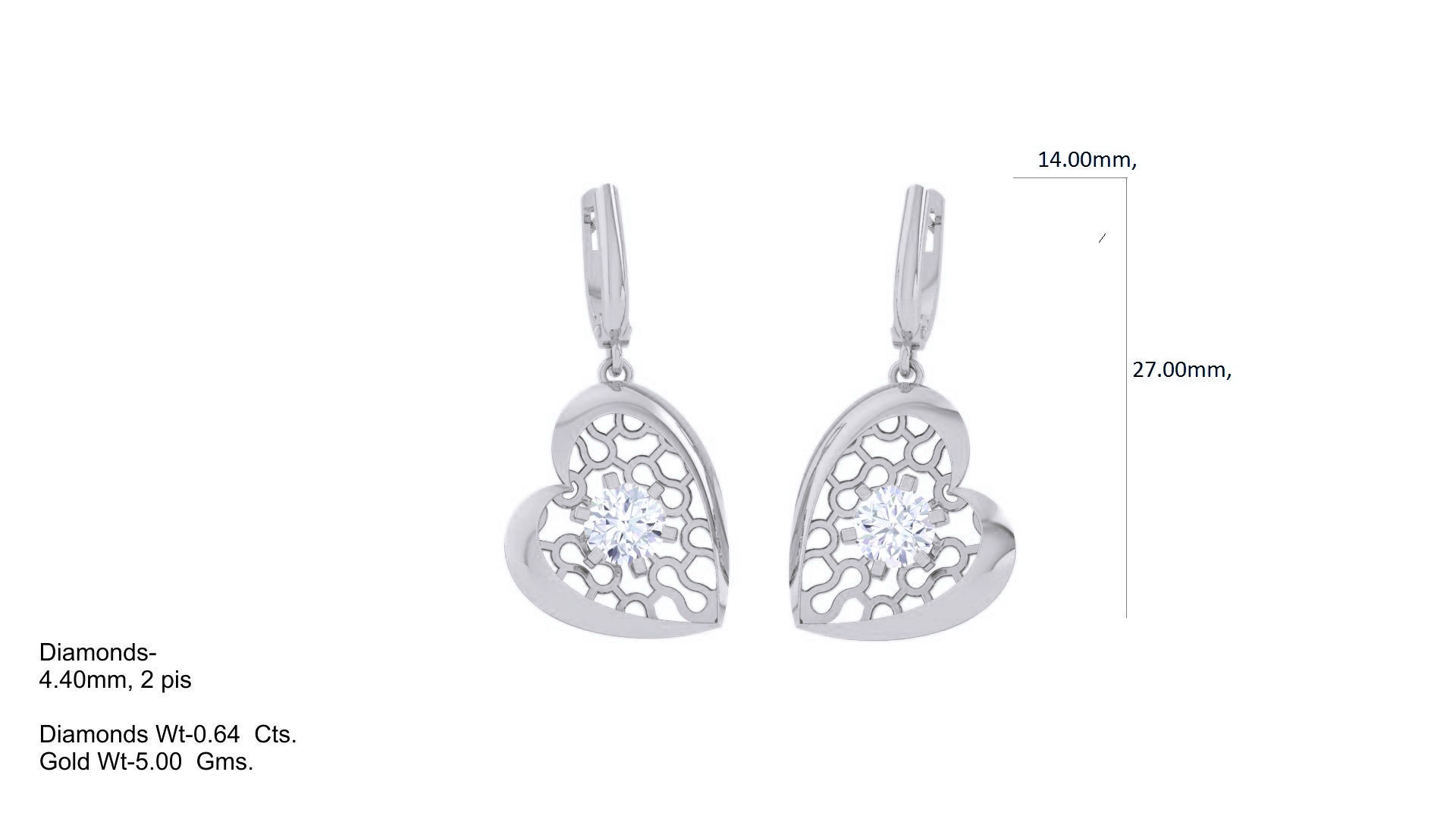 Women solitaire mesh earrings 3dm stl obj gltf mtl 3mf glb 3D print model_6