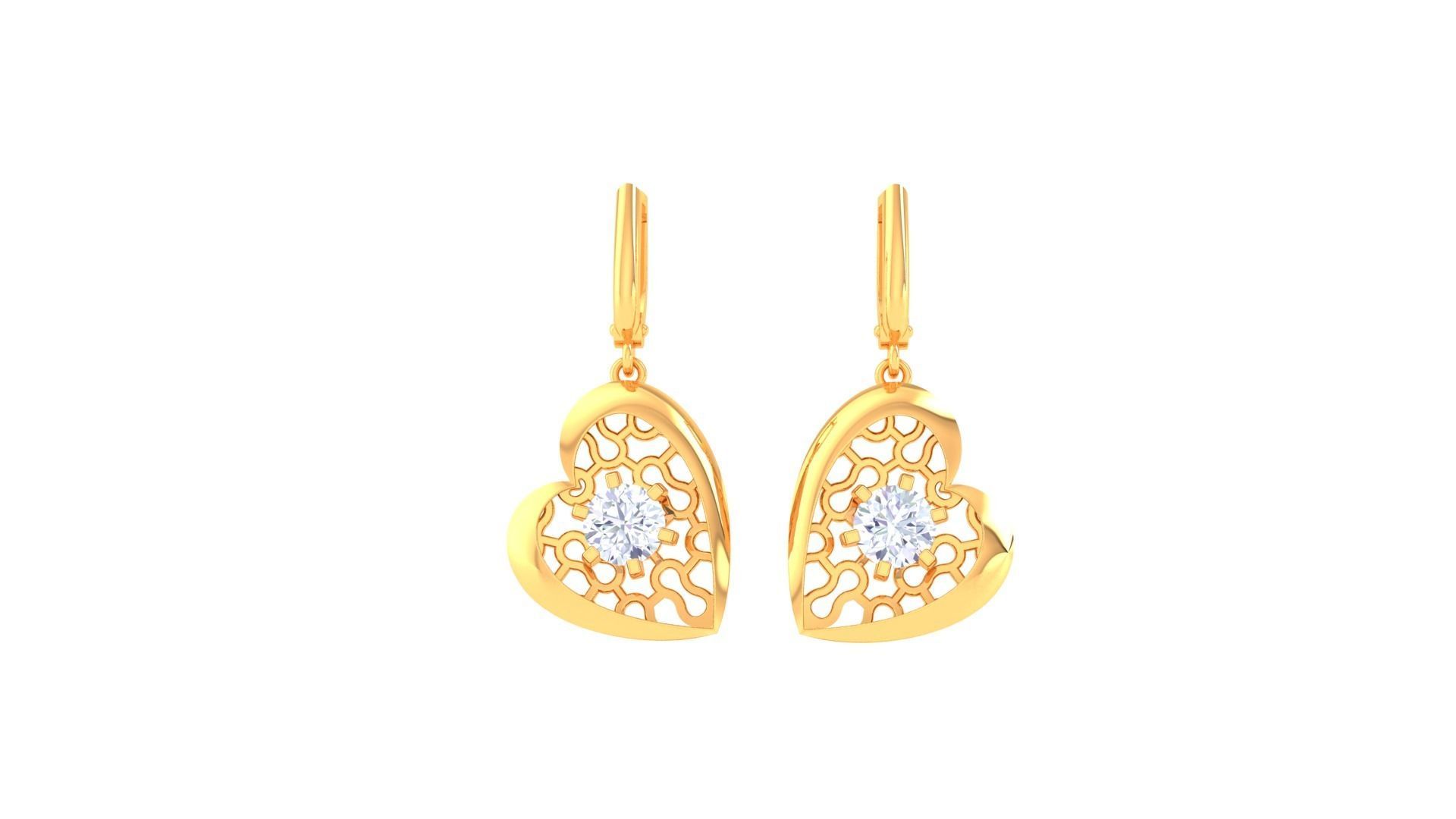 Women solitaire mesh earrings 3dm stl obj gltf mtl 3mf glb 3D print model_15