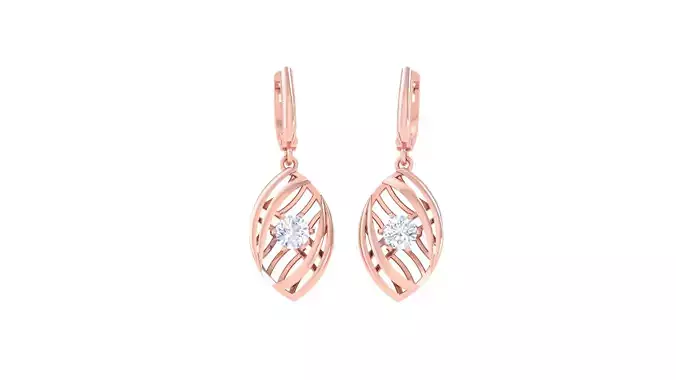 Women solitaire mesh earrings 3dm stl obj gltf mtl 3mf glb 3D print model