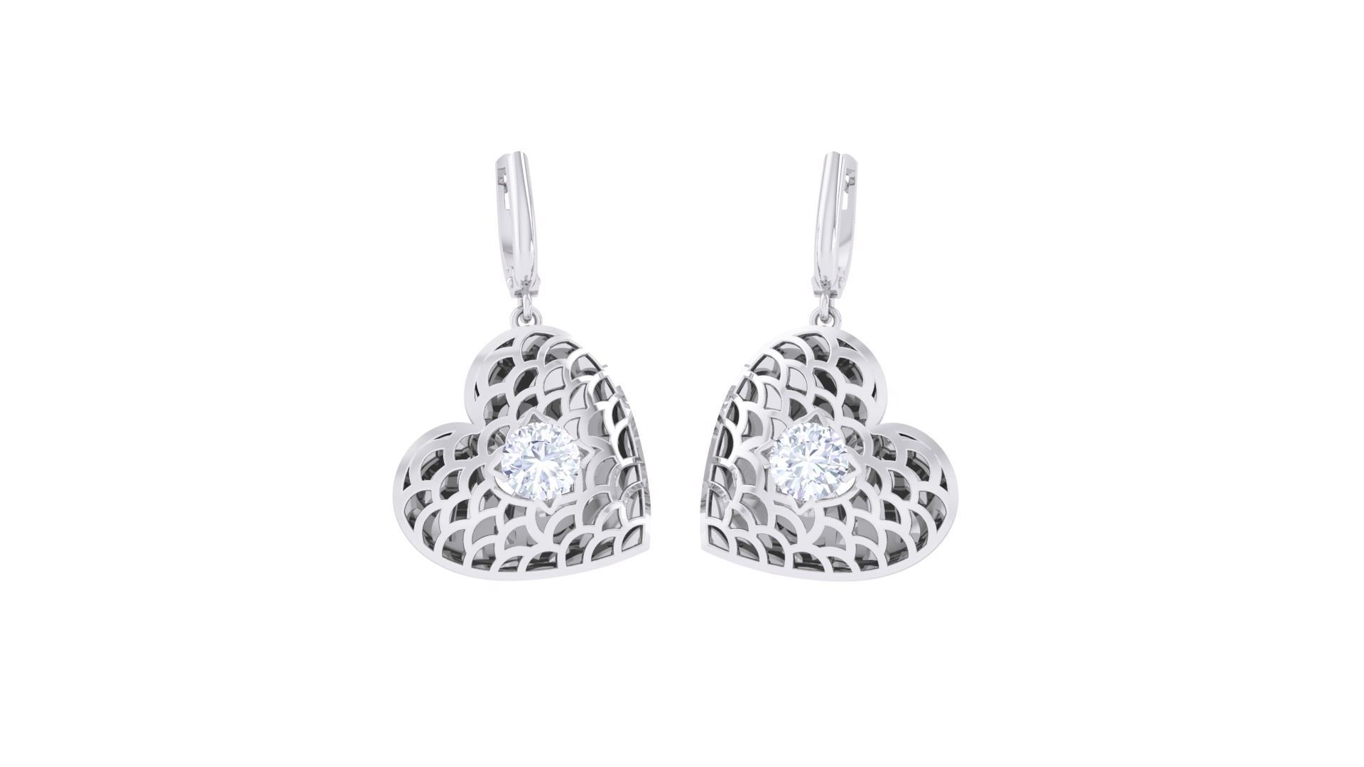 Women solitaire mesh earrings 3dm stl obj gltf mtl 3mf glb 3D print model_1