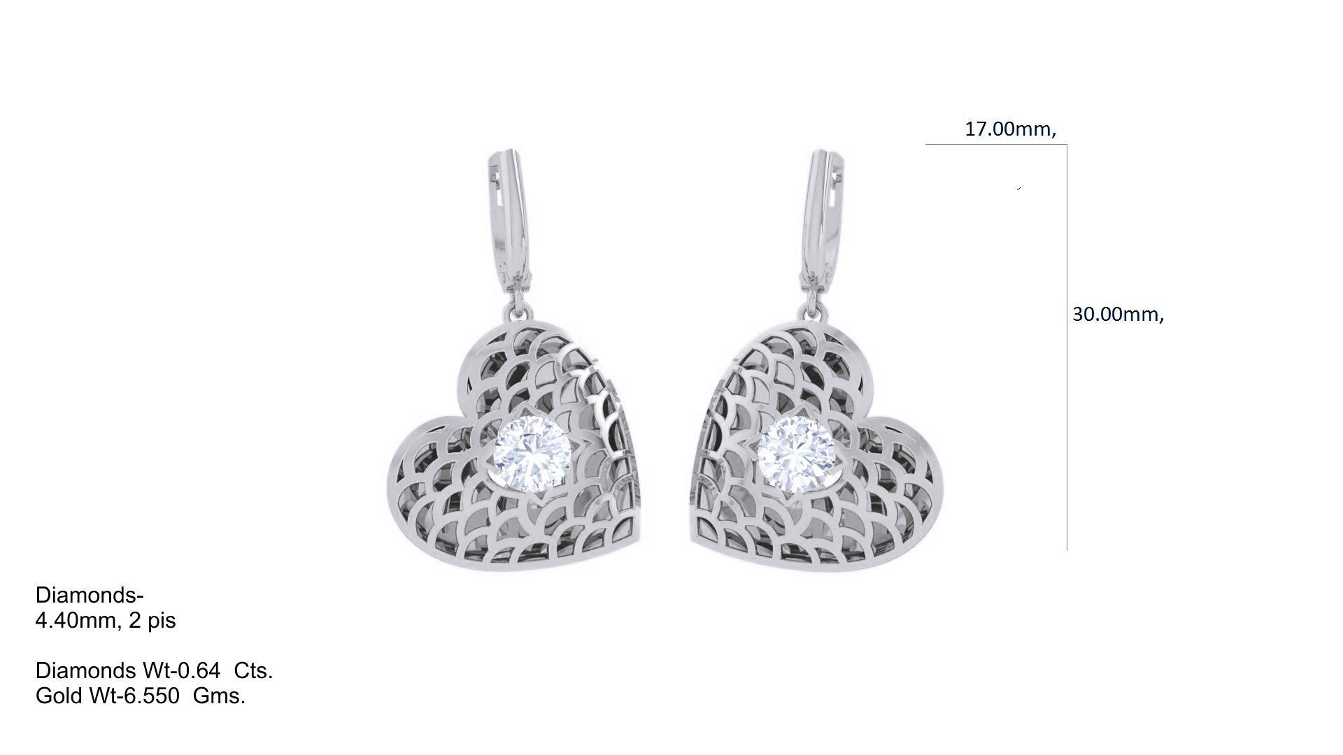 Women solitaire mesh earrings 3dm stl obj gltf mtl 3mf glb 3D print model_4