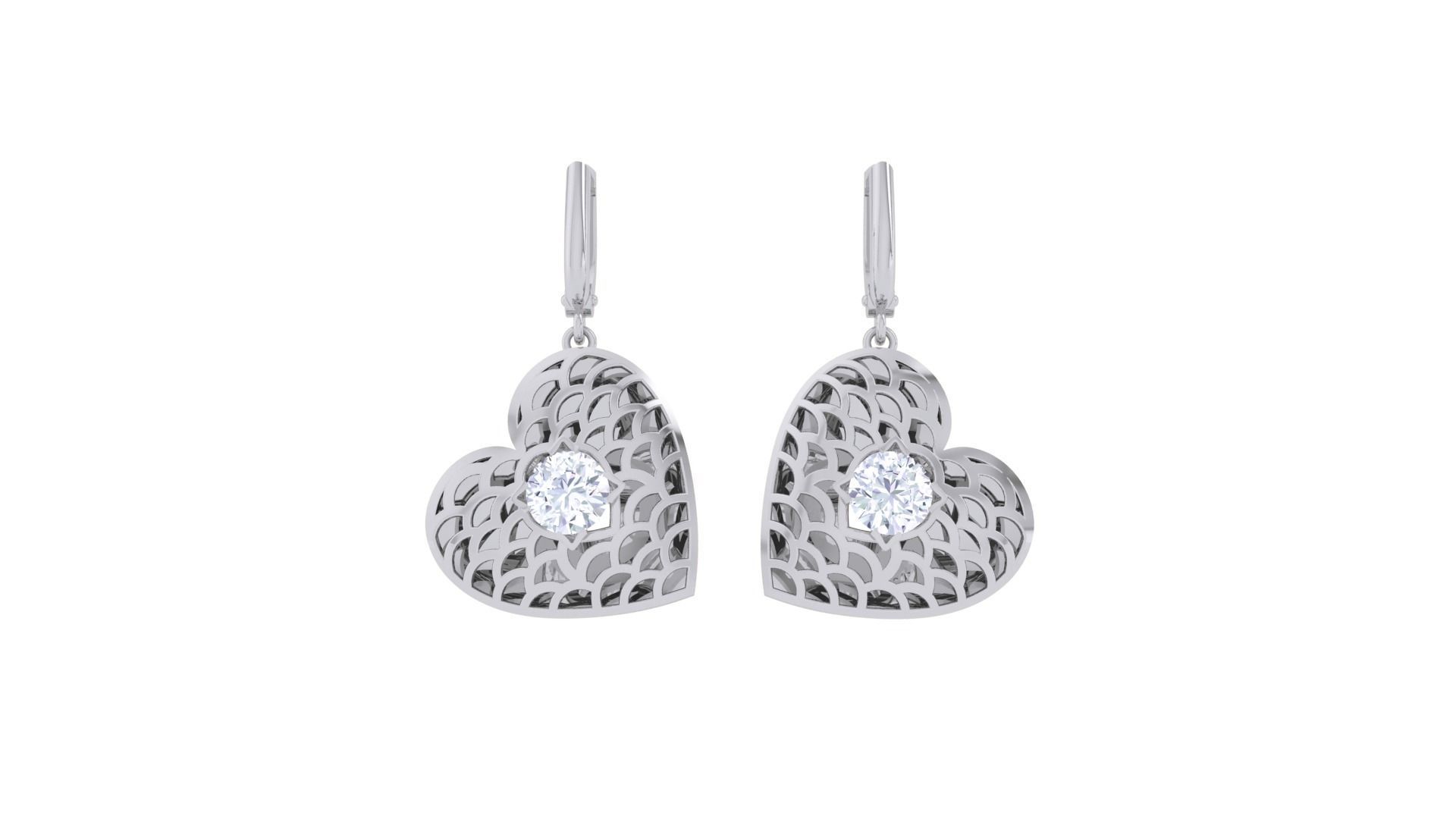 Women solitaire mesh earrings 3dm stl obj gltf mtl 3mf glb 3D print model_11