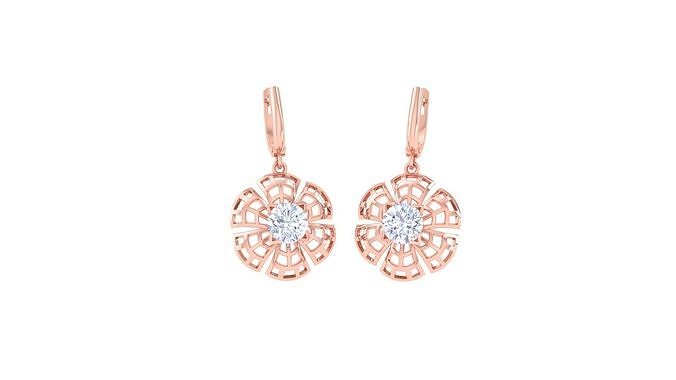 Women solitaire mesh earrings 3dm stl obj gltf mtl 3mf glb 3D print model