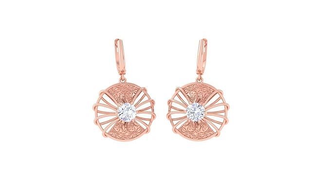 Women solitaire mesh earrings 3dm stl obj gltf mtl 3mf glb 3D print model