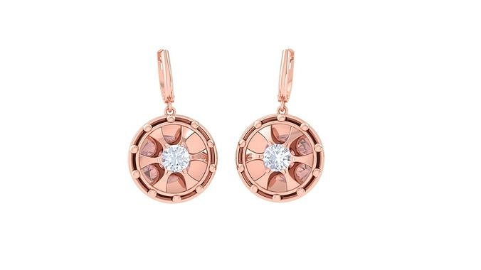 Women solitaire mesh earrings 3dm stl obj gltf mtl 3mf glb 3D print model