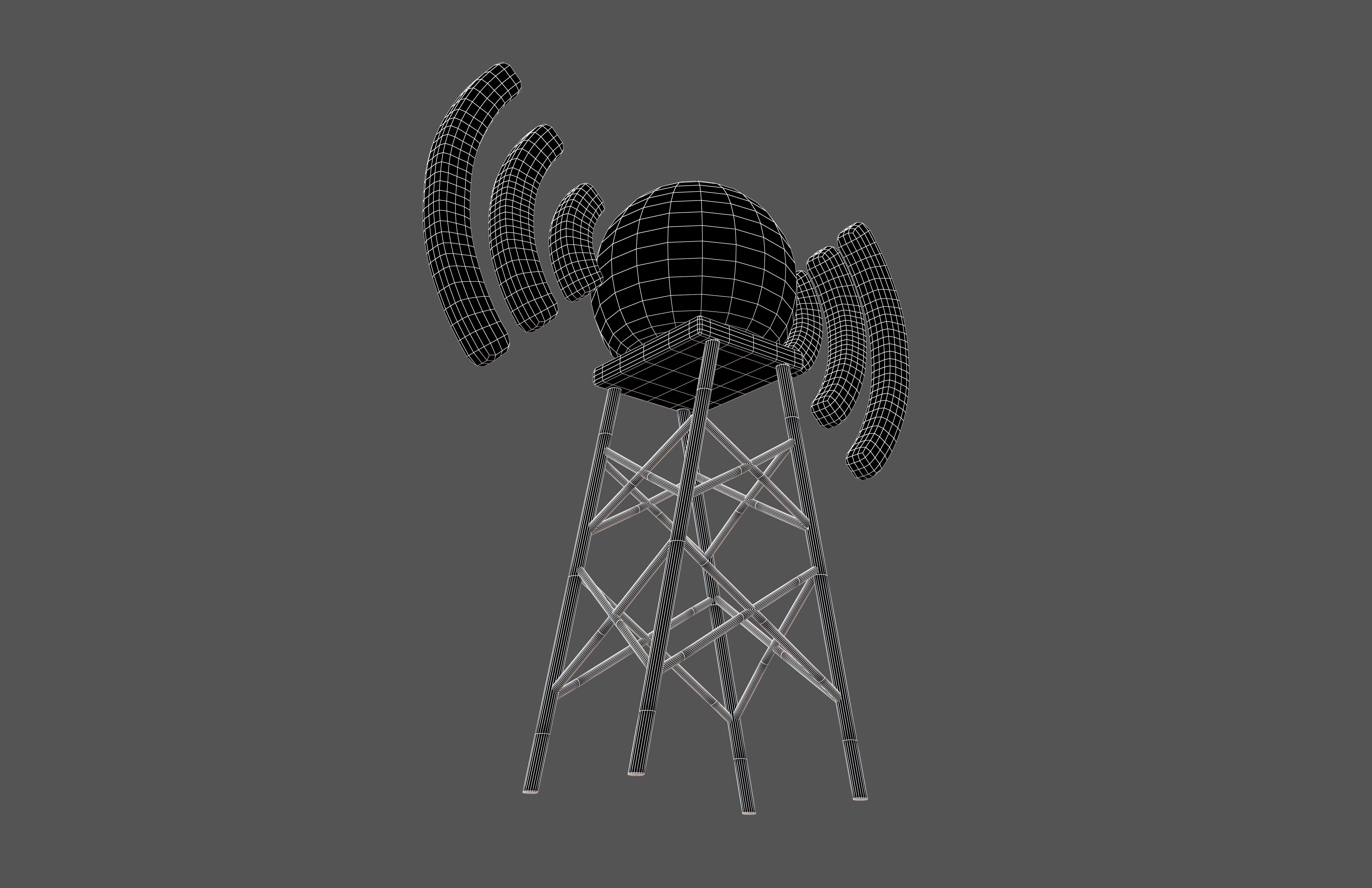 Signal Tower 4G Icon v1 001 Low-poly 3D model_7