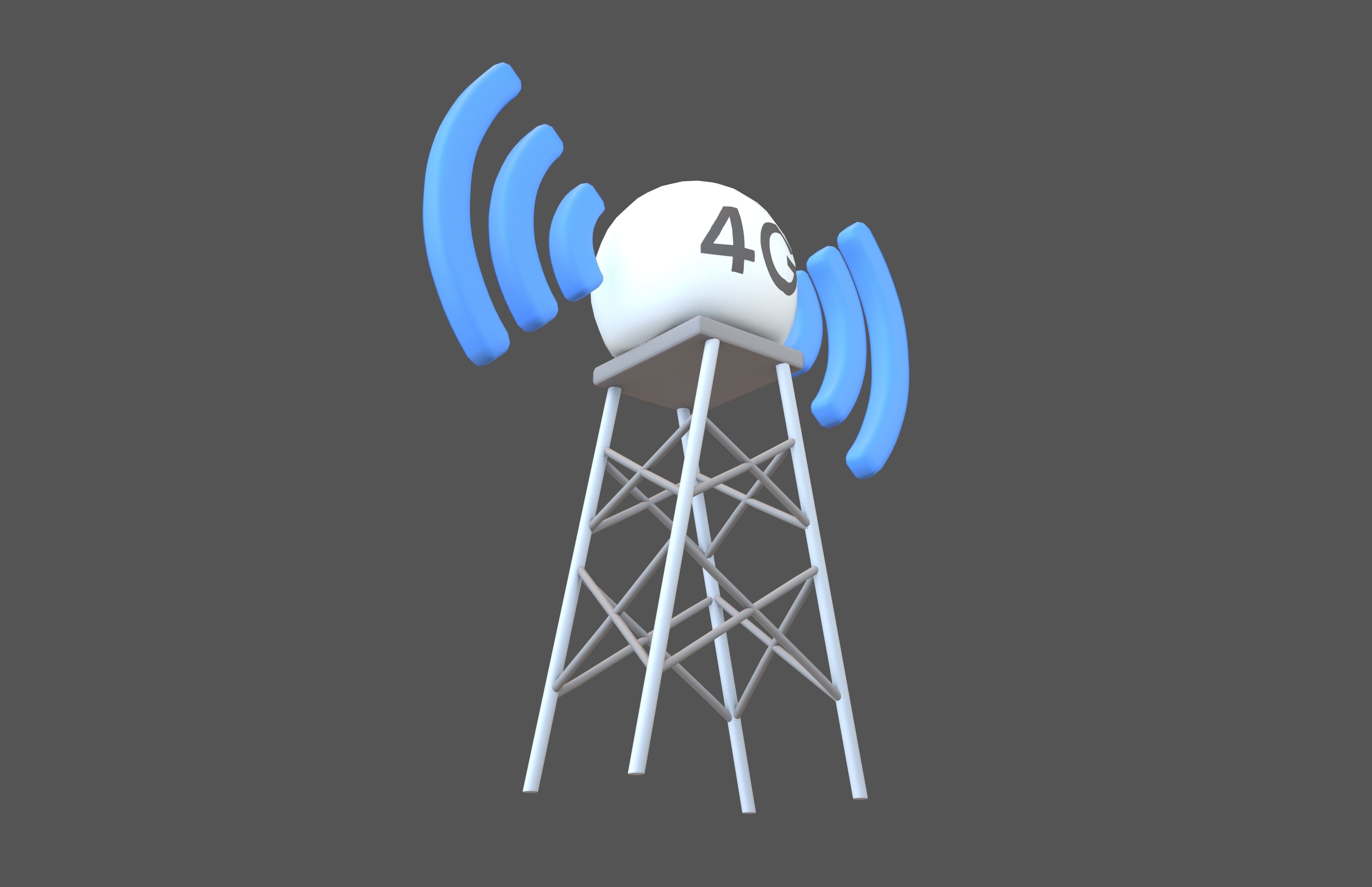 Signal Tower 4G Icon v1 001 Low-poly 3D model_3