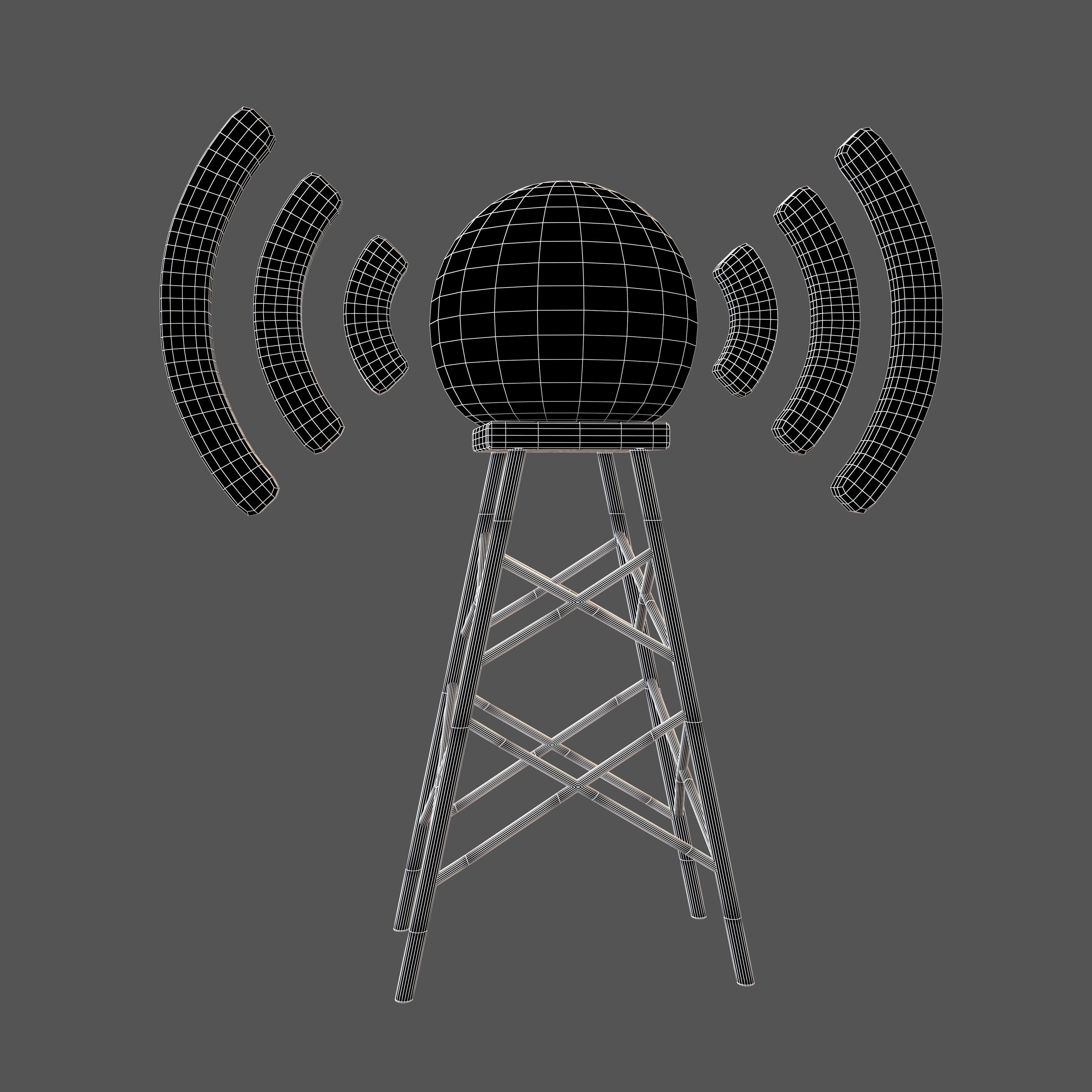Signal Tower 5G Icon v1 001 Low-poly 3D model_4