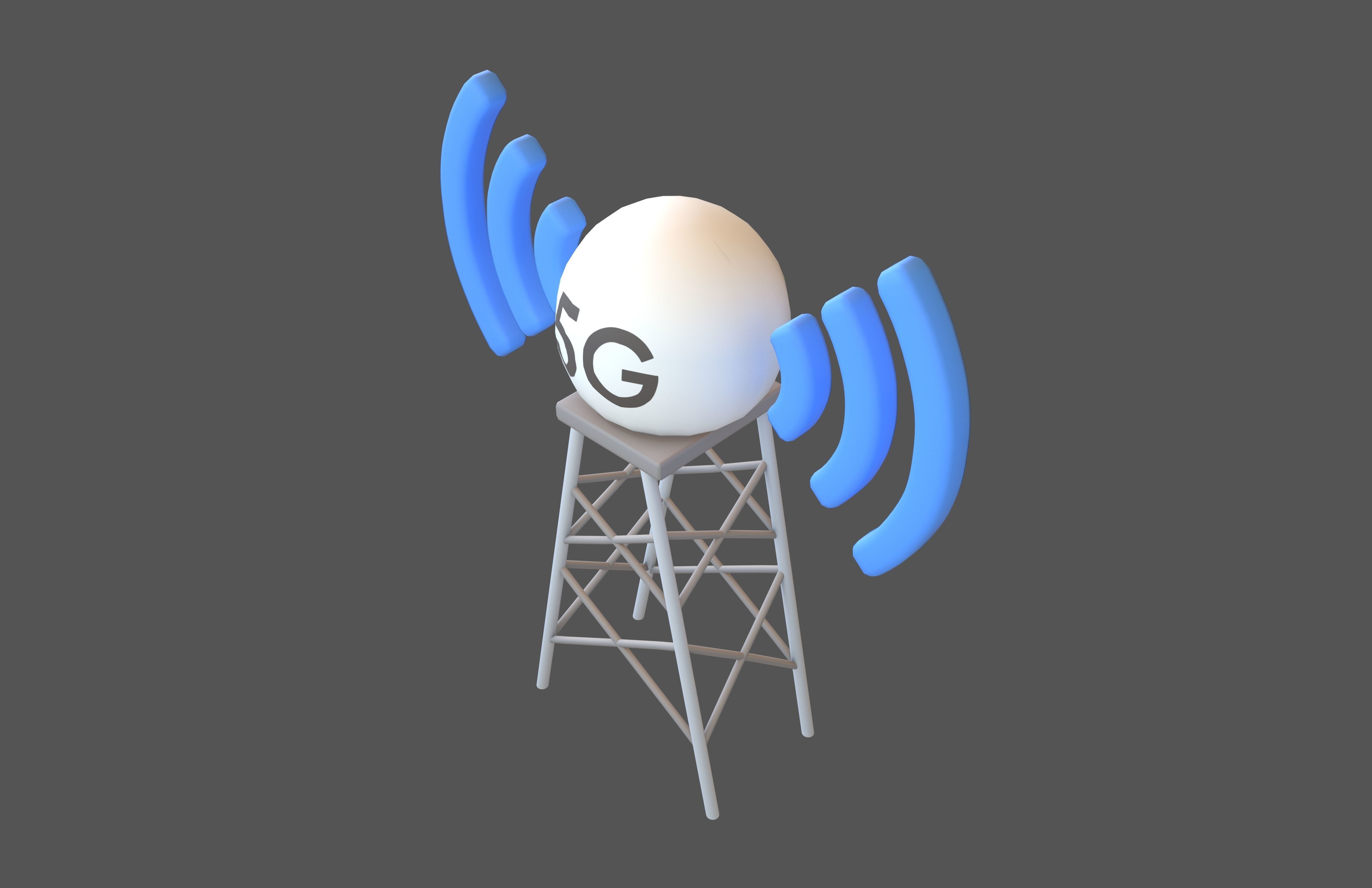 Signal Tower 5G Icon v1 001 Low-poly 3D model_2