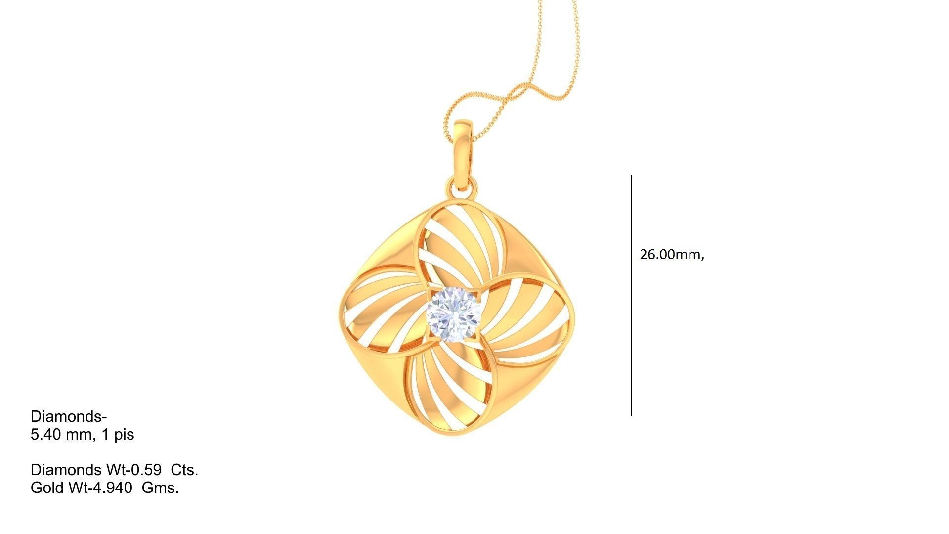 Women solitaire diamond mesh pendant 3dm stl obj gltf mtl 3mf  3D print model_5