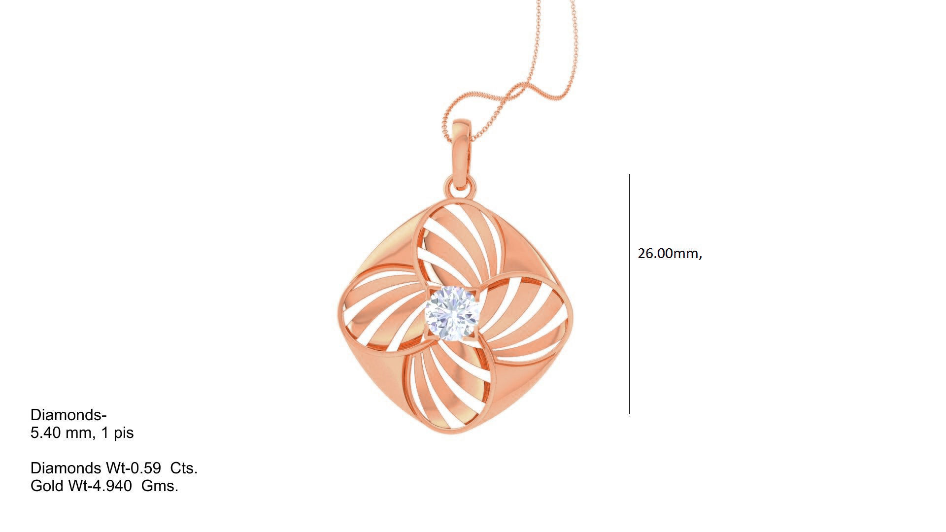 Women solitaire diamond mesh pendant 3dm stl obj gltf mtl 3mf  3D print model_3