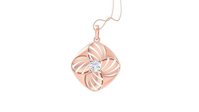 Women solitaire diamond mesh pendant 3dm stl obj gltf mtl 3mf  3D print model