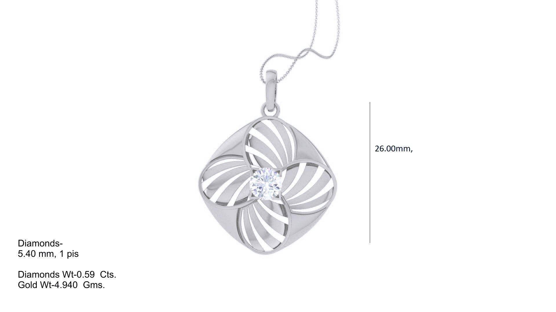 Women solitaire diamond mesh pendant 3dm stl obj gltf mtl 3mf  3D print model_8